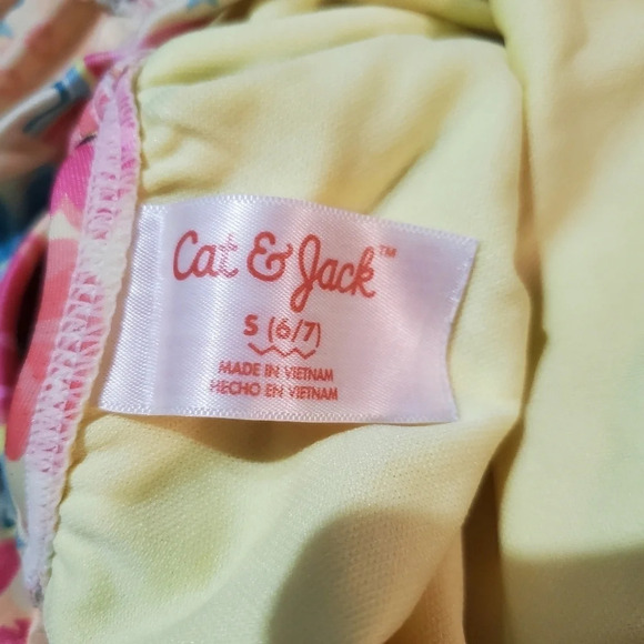 NWT Cat & Jack Girls' Happy Days One Piece Swimsuit S 6/7 - Picture 5 of 5